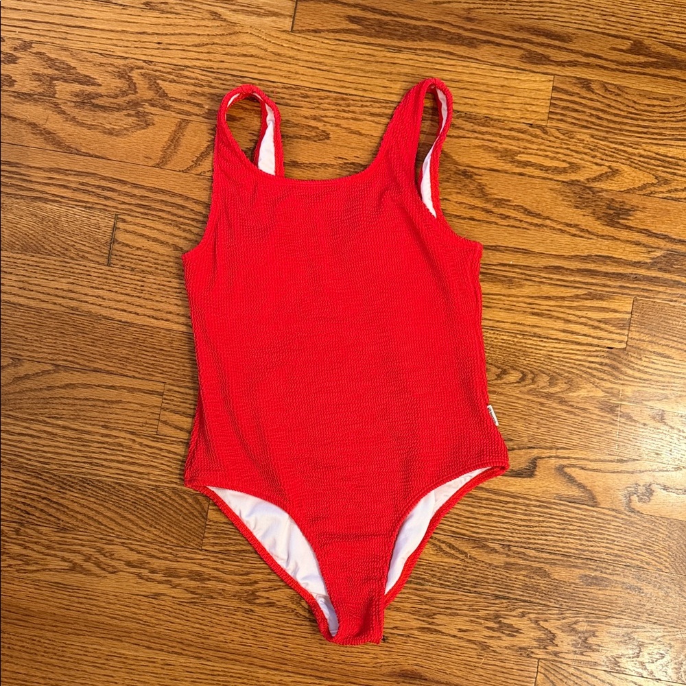 Limeapple Red Textured Swimsuit